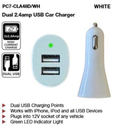 Tech connect USB billaddare vit - dBakuten.se